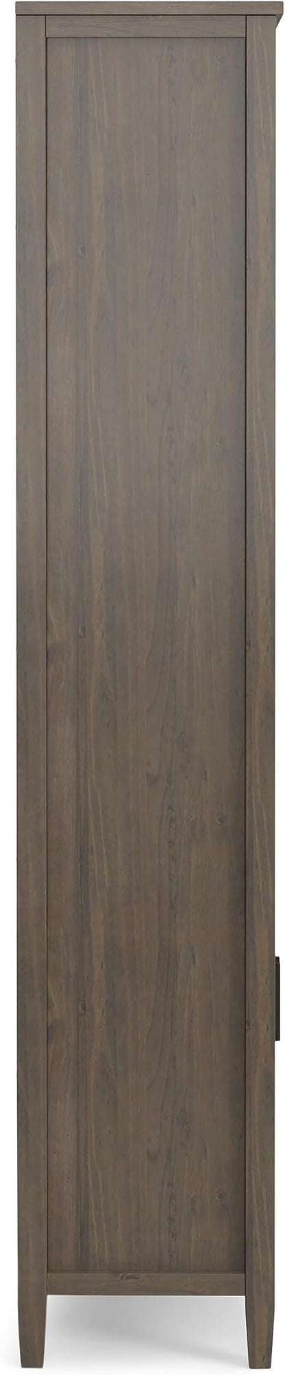 SIMPLIHOME Ela Bookcase - 72 inch Tall 5-Shelf Solid Wood Bookshelf in Smoky Brown, Transitional Storage for Living Room, Study Room or Office with Open Design and Sleek Panel Detailing