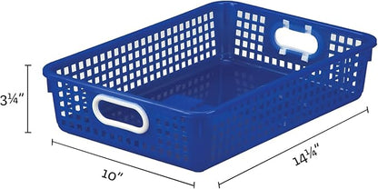 Really Good Stuff Paper Basket, 14" x 10" x 3-1/4" - 6 Pack, Tropics, Plastic Mesh Paper Basket for Classroom, Home and Office, Fits A4 Paper, Documents, Files, Magazines