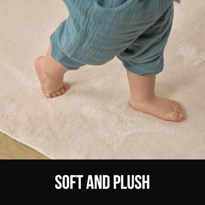 GORILLA GRIP Slip Resistant Soft Washable Stain Resistant Area Rug, 5x7, Plush Thick Carpet for Bedroom Living Room, No Shed Floor Rugs, Pet Friendly, Dorm Essentials, Kid Nursery Home Decor, Ivory