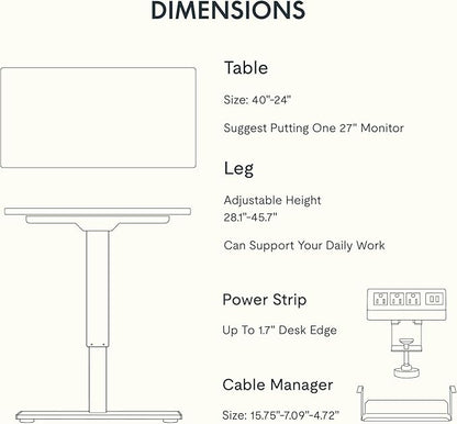 FLEXISPOT EN2 Whole-Piece Standing Desk with Clamp Power Strip, 40 x 24'' Electric Stand Up Height Adjustable Desk with Cable Management (Black Frame + 40" Mahogany Top, 2 Packages)