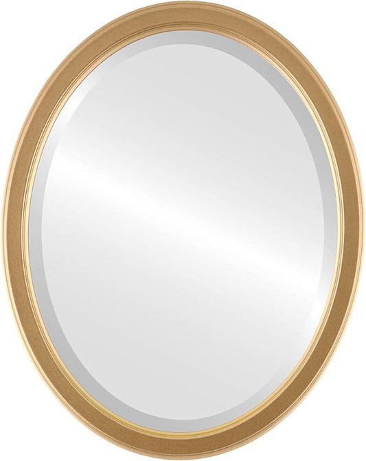 OVALCREST Oval Beveled Wall Mirror for Home Decor - Toronto Style - Holiday Red - 22" x 18"