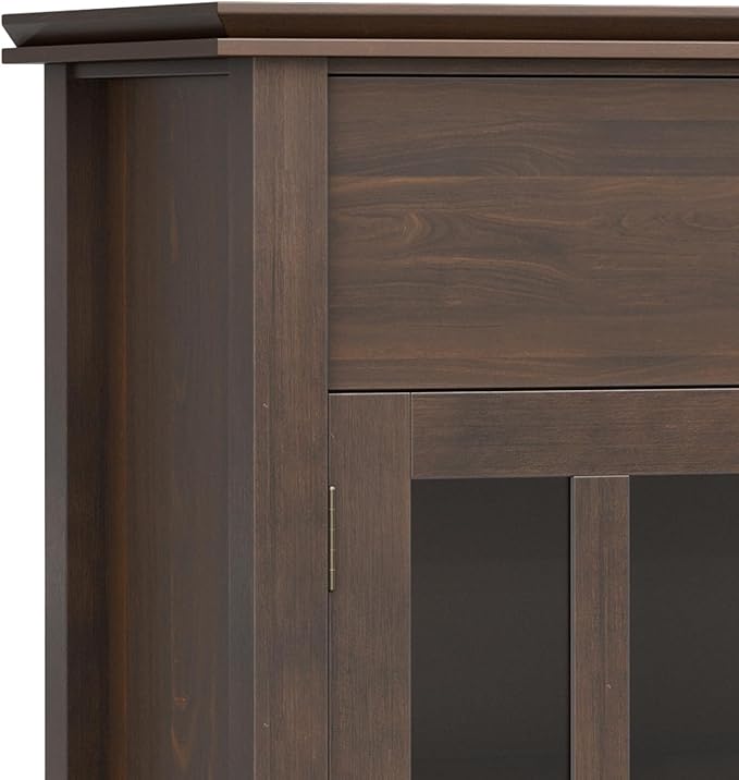 SIMPLIHOME Artisan Buffet - 60 inch Wide Solid Wood 4-Door Sideboard Buffet in Natural Aged Brown, Storage Cabinet for Dining Room or Kitchen with Adjustable Shelves and Square Knobs