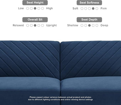 mopio 76.4" Futon Sofa Bed, Couch, Loveseat, Sleeper Sofa, Mid Century Modern Futon Couch, Sofa Cama, Couches for Living Room (Classic Blue Velvet)