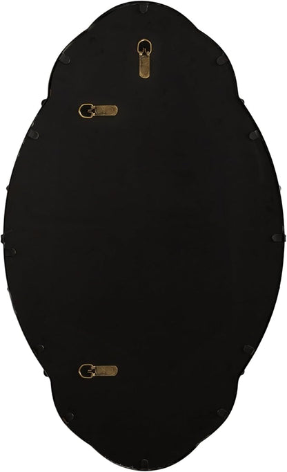 Kate and Laurel Novella Vintage Glam Ornate Mirror; 30 x 18; Black; Traditional Baroque Wall Mirror for Use as Decorative Bathroom Mirror or Fireplace Mantel Mirror