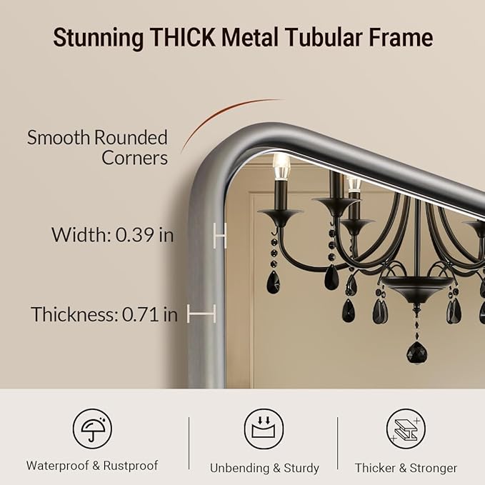 ANDY STAR Wall Mirror for Bathroom, 30x40 Inch Brushed Nickel Rectangle Bathroom Mirror for Over Sink, Modern Silver Rounded Rectangular Mirror for Vanity with Non-Rusting Tube Metal Frame