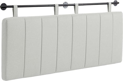 UEV Queen Headboard Only, Wall Mounted Hanging Upholstered Bed Head Board, Modern Vertical Channel Design of Fine Linen, Elegant Light Yellow Fluted Headboard for Bedroom (Light Yellow, Queen Size)