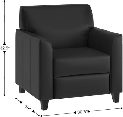 Flash Furniture Hercules Diplomat Series LeatherSoft Upholstered Side Reception Chair, Lobby Chair with Cushions and Flared Arms, Black