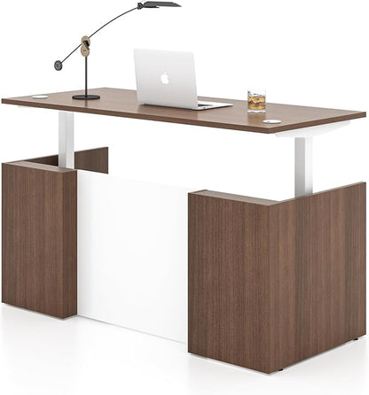 Adjustable Height Executive Standing Desk - Dual Motor Electric Sit-Stand Workstation with 4 Memory Handsetctric Sit-Stand Desk with Lockable Storage