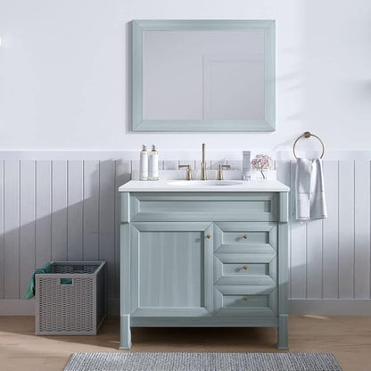 Hanover 36 Set Includes w, Blue Callimont 36'' Vanity Sink Combo for Bathroom, Powder Room | Pre-Assembled 1 Door, 3 Drawers | Accent Mirror| Artificial Stone Countertop Cabinet, 36 inches