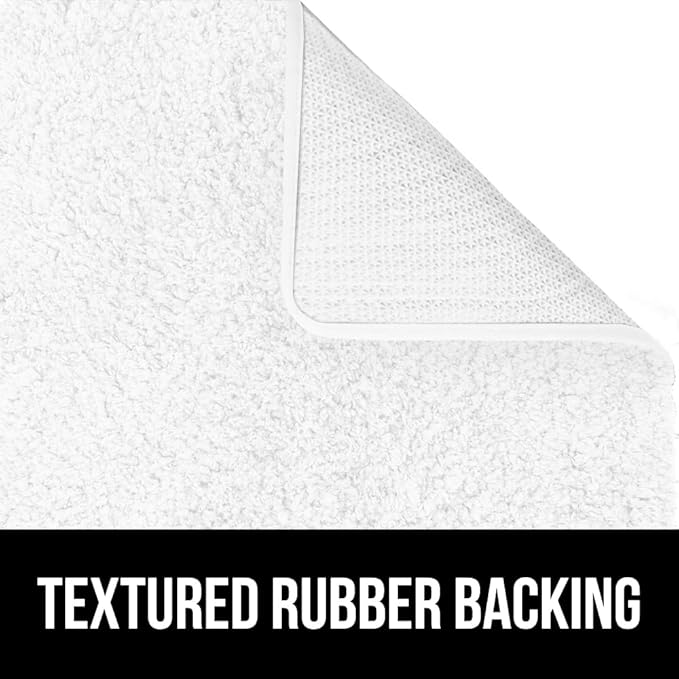 GORILLA GRIP Bathroom Rugs, 30x20, Ultra Soft Absorbent Mat, Thick Plush Bath Rug, Machine Washable, Microfiber Quick Dry, Mats for Shower, Bathtub and Floor, Home Decor Accessories, White
