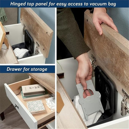 Sauder Homeplus Robot Vacuum Storage Side Table End Table Cabinet for Living Room, Bedroom, in Soft White