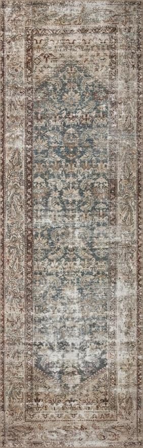 Loloi Amber Lewis Georgie Collection GER-04 Teal/Antique 7'-6" x 9'-6", .19" Pile Height, Area Rug