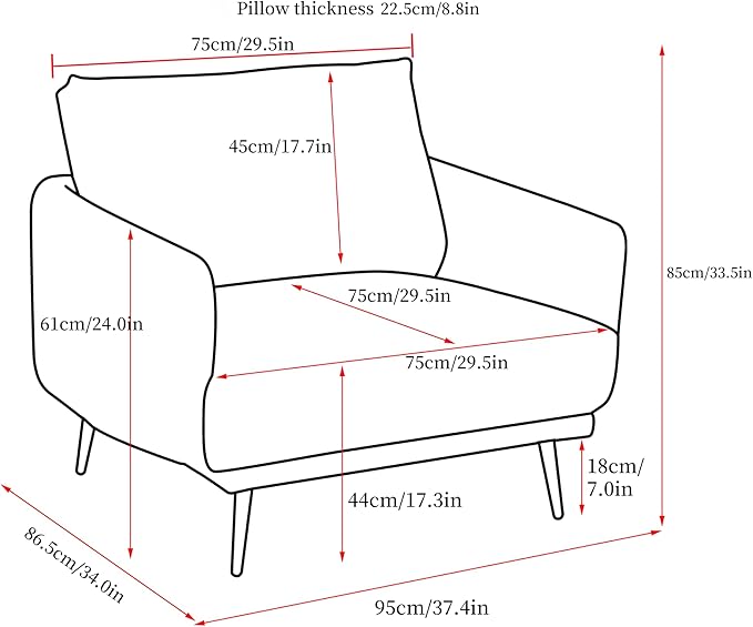 Mid-Century Accent Chair,Modern Oversized Armchair for Living Room,Comfy Upholstered Reading Accent Chairs for Bedroom,Single Sofa Chair (Navyblue-1PACK)
