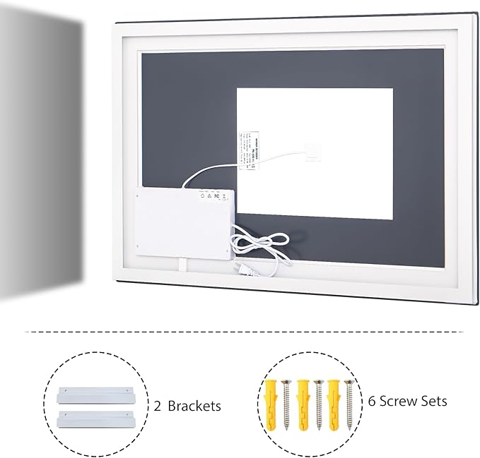 VooBang Bathroom Mirror with Lights 40 x 40 inches - 3 Adjustable Lighting Modes LED Bathroom Vanity Mirror, Anti-Fog, Memory Function, Tempered Glass, Wall Mounted Horizontally Vertically