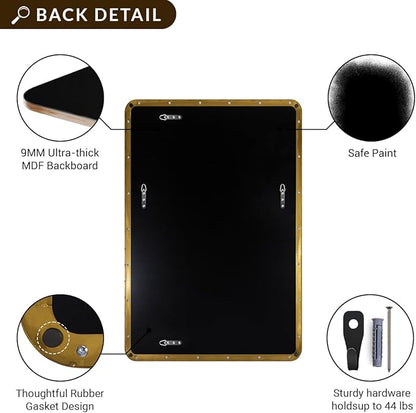 ANDY STAR Gold Bathroom Mirror for Wall, 20x28” Brushed Brass Metal Rounded Corner Rectangle Mirror, Wall Mirror in Stainless Steel Metal Frame, 1" Deep Set Design Hangs Horizontal Or Vertical