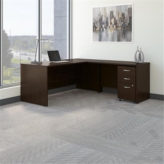Bush Business Furniture Series C 72W L Shaped Desk with 48W Return and Mobile File Cabinet in Mocha Cherry