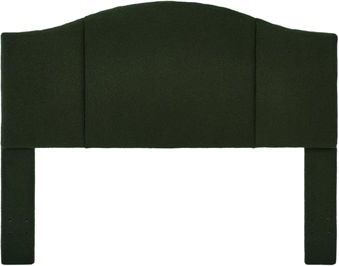 24KF Middle Century Upholstered Foldable Queen Headboard, Modern Boucle Teddy Fabric Headboard Queen/Full 6033-Q-Dark Green