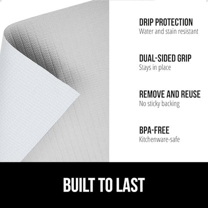 GORILLA GRIP DripGuard Shelf Liner, Non Adhesive Drawer and Kitchen Cabinet Protector, Slip Resistant BPA Free Smooth Surface Plastic Liners for Cabinets, Bathrooms, Closets, 17.5x120 Inch, Light Gray