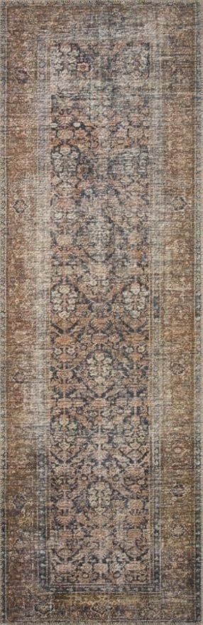 Loloi Amber Lewis Billie Collection, Ink & Salmon 2'-0" x 5'-0" Area Rug – Antique & Distressed Accent Rugs for Living Room, Bedroom, Entryway & Hallway, No Shed High Traffic Area Home Decor Rug
