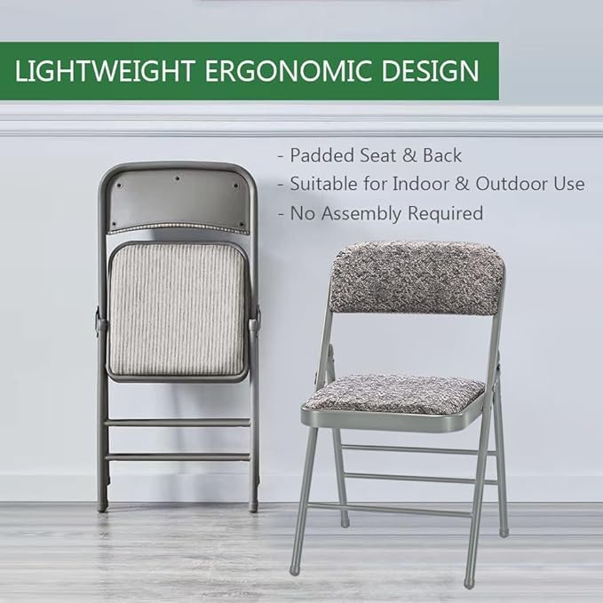 Amazing for less Pack of 2 (Fabric/Vinyl) Steel Frame Metal Foam Padded Folding Chairs (Black, Gray, White) (2-Pack - Vinyl Black)