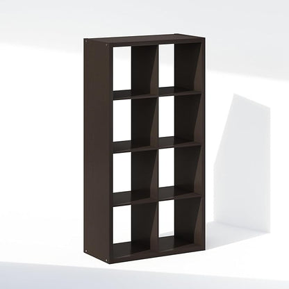Furinno Cubic Closet Organizers and Storage, 8-Cube Closet Organizer, Open Shelf Closet Storage, Extra Thick Frame for Wardrobe, Bedroom, Living Room, Dark Oak