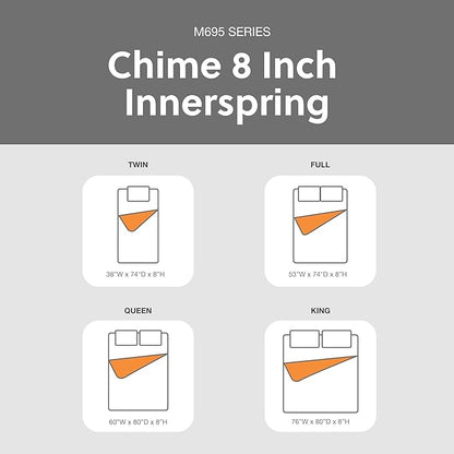 Signature Design by Ashley Full Size Chime 8 Inch Medium Firm Innerspring Mattress with Pressure Relief Quilt Foam, Fiberglass Free, Mattress In A Box