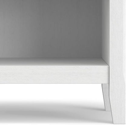 SIMPLIHOME Amherst Bedside Table - 24 inch Wide Solid Wood Nightstand Table in White, Transitional Bedroom Side or End Table with 2 Drawers, Open Storage Shelf and Bronze Hardware