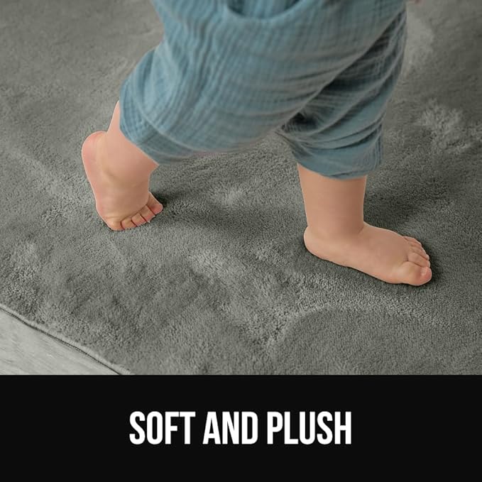GORILLA GRIP Slip Resistant Soft Washable Stain Resistant Area Rug, 6x9, Plush Thick Carpet for Nursery, Bedroom, Living Room, Non-Shedding Floor Rugs, Kid and Pet Friendly, Baby Home Decor, Gray