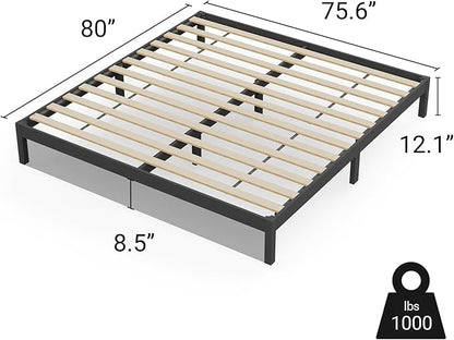 LIFEMENT Classic Wood Platform Bed Frame, Essential, Noise Free, Under Bed Storage, No Box Spring Needed, Easy Assembly (Black, King (U.S. Standard))