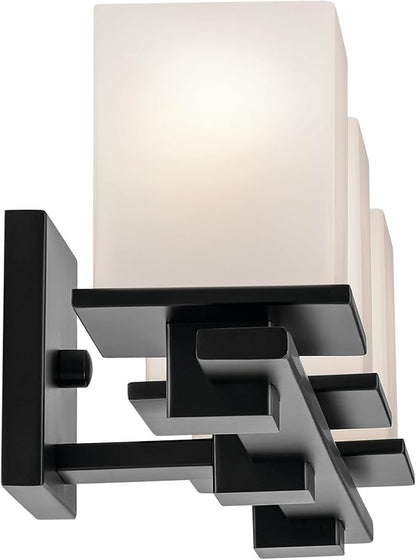 KICHLER Tully 24" 3-Light Vanity Light with Satin Etched Cased Opal Glass in Black for Over a Vanity, Soft Modern Style, (24" x 6.5" x 7"), 45151BK