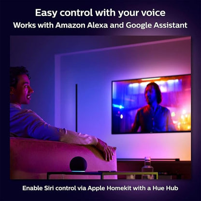 Philips Hue Signe Smart Color Changing Floor Lamp, Black, White and Color Ambiance, Pack of 1, Control with Hue App, LED Floor Lamp Works with Alexa, Google Assistant, and Apple Homekit