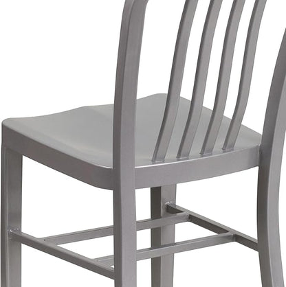 Flash Furniture Commercial Grade Silver Metal Indoor-Outdoor Chair