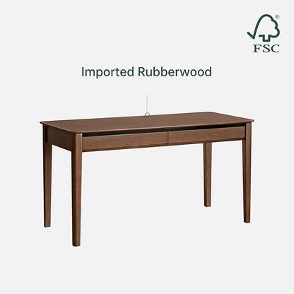 YESWOOD Vintage Solid Wood Computer Desk, Office Desk with Storage Drawers, Writing Desk for Home Office, Study 55.11" W