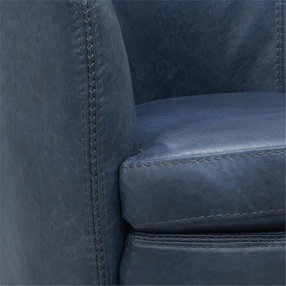 Pemberly Row Vintage Navy All Italian Leather Swivel Club Chair