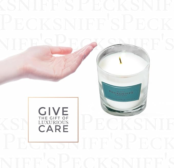 Pecksniff's White Scented Candle 1 Wick - Sandalwood & Vanilla Candles for Home - 184g/6.49oz