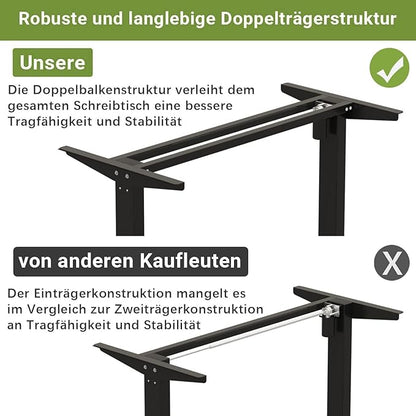 Radlove 59-Inch Large Electric Height Adjustable Computer L-Shaped Desk with Memory Controller Corner Standing Desk Modern Workstation with Splice Board Ergonomic Desk (Black Frame + Rustic Brown Top)