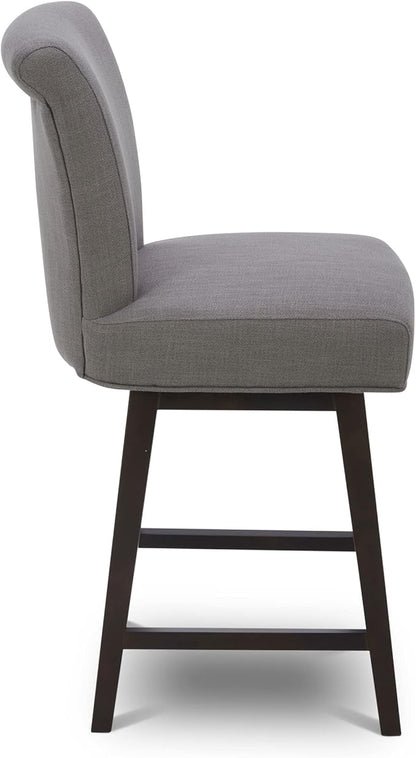 CHITA 26 Inch Counter Height Swivel Bar Stools Set of 3, FSC Certified Modern Fabric Swivel Barstool Chair with Back, Flint Grey