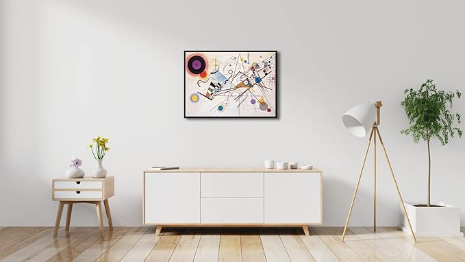 Wieco Art Framed Canvas Wall Art Wassily Kandinsky Composition VIII Picture Print of Famous Paintings Abstract Canvas Prints for Living Room Home Decor and Wall Decorations