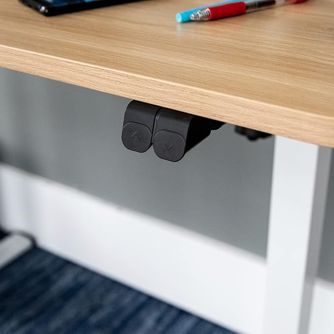 Stand Up Desk Store Electric Compact Standing Desk (Charcoal Frame/Natural Oak Top, 48” Wide)