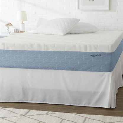 Amazon Basics Gel Memory Foam Mattress, Firm, Cooling, California King Mattress, CertiPUR-US® Certified Foam, 84 x 72 x 12 inches, White/Gray