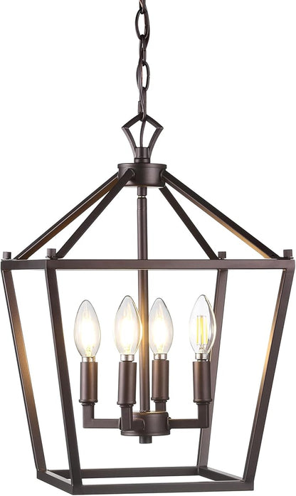 JONATHAN Y JYL7436A Pagoda Lantern Dimmable Adjustable Metal LED Pendant Classic Traditional Farmhouse Dining Room Living Room Kitchen Foyer Bedroom Hallway, 12 in, Oil Rubbed Bronze