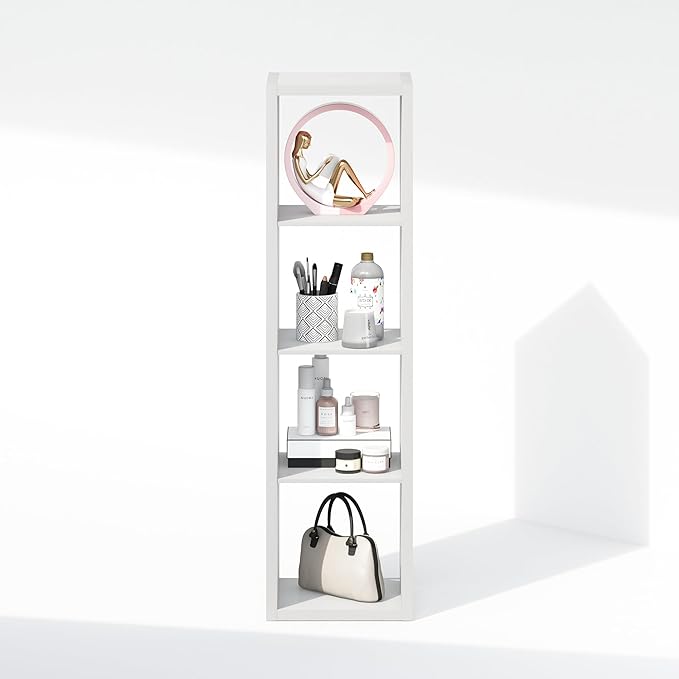 Furinno Cubic Closet Organizers and Storage, 4-Cube Closet Organizer, Open Shelf Closet Storage, Extra Thick Frame for Wardrobe, Bedroom, Living Room, White