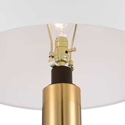 Possini Euro Design Boulevard Modern Glam Luxury 64 1/2" Tall Standing Floor Lamp Column Warm Gold Metal Living Room Bedroom House Reading Office Home Decor Entryway Dining Indoor White Drum Shade
