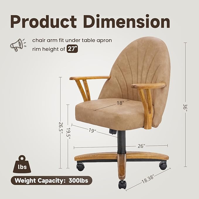 Chromcraft Set of 6 Caster Swivel Tilt Dining Chairs, PU Leather Chairs with Soft Wheels, Ultra Comfy Sturdy Kitchen Room Chairs, Rolling Chair on Wheels for Home (Ivanhoe NPL Nude)