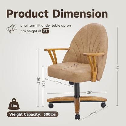 Chromcraft Set of 2 Caster Swivel Tilt Dining Chairs, PU Leather Chairs with Soft Wheels, Ultra Comfy Sturdy Kitchen Room Chairs, Rolling Chair on Wheels for Home (Ivanhoe NPL Nude)