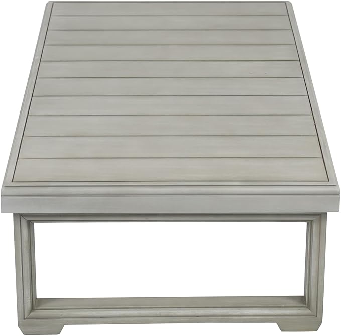 Christopher Knight Home Rammus 2 Pieces Outdoor Conversation Set, Acacia Wood Chat Set, Rectangular Coffee Table and Patio Loveseat Sofa, Slat Design Patio Furniture Set for Garden, Beige + Light Grey