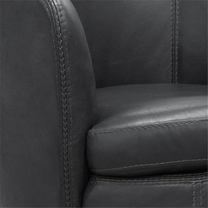 Pemberly Row Vintage Slate All Italian Leather Swivel Club Chair