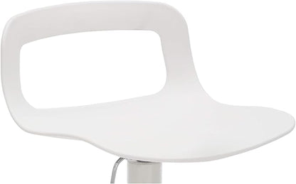 NOBPEINT NOB Contemporary Chrome Air Lift Adjustable Swivel Bar Stool (6 Pieces, White)