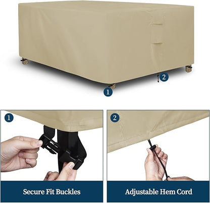 Easy-Going Rectangle Patio Furniture Cover Waterproof Outdoor Dining Table and Chair Cover Anti-UV Outside Sectional Sofa Set Covers (98"L x 78"W x 32"H, Camel)