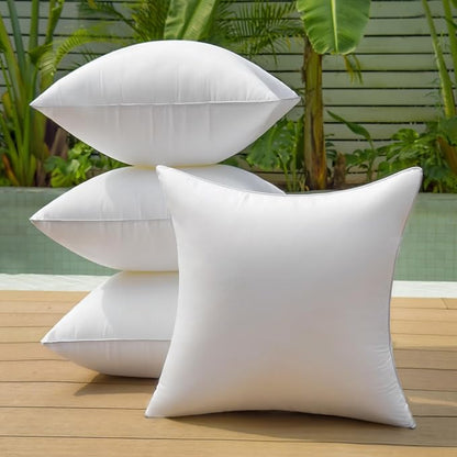 18 x 18 Outdoor Pillow Inserts Pack of 4 Patio Furniture Pillows Cushion Waterproof Square Throw Pillow Inserts Decorative Couch Pillow Inserts White Sofa Sham Cushion Stuffer